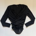 Ellen Tracy  Black WrapV-Neck Bodysuit Size 6 Photo 0