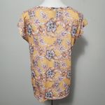 Scarlett Love Mustard Stripe Front Floral Back Gathered Hem Tee Size Medium Photo 3