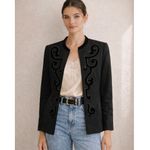 Liz Claiborne Vintage 90s  Black Wool Long Blazer Small Photo 2