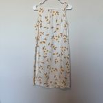 Vintage 90s Linen Cream White Floral Mini Dress Photo 3