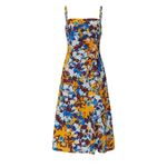 Prabal Gurung Collective Ochre Formal Side Ruffle Midi Dress Women's Size 6 Blue Photo 4