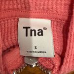 TNA Coral Cropped Waffle Knit Zip Up Sweatshirt Pink Photo 3
