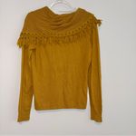 Anthro Angel of the north Fringe Cowl Neck Sweater mustard yellow size small Gold Photo 2