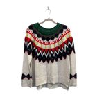 Aerie New Holiday Sweater Size Medium Christmas Nordic Stripe Fair Isle Green Photo 4
