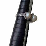 Unbranded 3 Count Moissanite and Faux Pearl Three Stone Ring Size 7 Photo 3