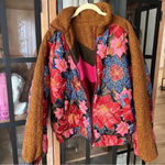 Farm Rio  Toucanfly Reversible Quilted Floral Jacket zipup Sherpa colorful puffer Photo 1