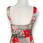 Yoana Baraschi Dress Red Floral Leaf Print Square Neck Sleeveless Knee Length Photo 4