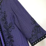 Ming Wang Jacket Medium Womens Purple Black Embroidered Knit Studded Career Photo 4