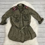 Staring At Stars  Army Green Embroidered Shirt Jacket Photo 0
