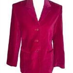 Jessica Holbrook Vintage Women 90s Collared Button Down Red Velvet Blazer Size 6 Photo 0