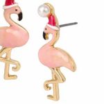 Betsey Johnson  Holiday Whimsy Santa Flamingo Stud Earrings, Pink Photo 3