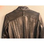 Knoles‎ & Carter Genuine Leather Black Bomber Jacket Ribbed Moto Bikercore Cozy Size M Photo 3
