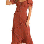 Panhandle  Rust Maxi Dress with Ruffles Photo 0