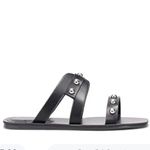 Marc Fisher Black & Silver Strappy Flat Sandal Shoes 9.5 Photo 2