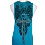 Vocal Shark Bite Asymmetric Tunic Tank Crystal Tribal Cross Roses Grunge Y2K Photo 5