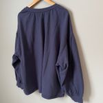 Aerie  Navy Blue V Neck Bishop Sleeve Sweatshirt Top Size Women's XL Photo 3