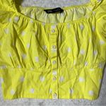 ZARA  Yellow Polka Dot Puff Sleeve Crop Top Photo 4
