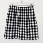 J.Crew [] Black White Gingham Plaid Scalloped Hem Linen Blend Mini Skirt Size 2 Photo 3