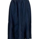 CP Shades  Navy Silk Blend Midi Skirt Elastic Waist Minimalist Chic Soft Goth XS Photo 0