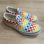 Vans Van’s Kids Youth Classic Slip-On Checkerboard Chex Rainbow Pride Shoe Size 7 Photo 0