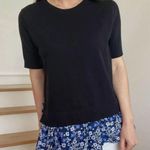 Kate Spade Broome Street Black Blue Ditsy Floral Peplum Sweater Top Womens Large Photo 1