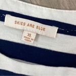 Skies Are Blue Michelle Striped Eyelet Hem Shirt Top Blue White XL Photo 9