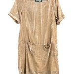 Anthropologie  Floreat Dress Beige Crushed Velvet Drop Waist Mini Extra Small Photo 0