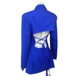 Danielle Bernstein  Blue Long Sleeve Cutout Back Blazer Coat Suit Jacket Size S Photo 1