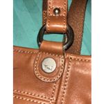 Fossil Long Live Vintage Camel Brown Leather Carryall Crossbody Handbag Satchel Photo 6