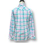 Talbots XS Pink Teal Plaid Button Up Cotton Shirt Long Sleeve Work Preppy NWT Photo 4