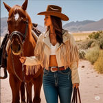 Ivory Faux Suede Fringe Cropped Jacket Western Boho Cowgirl Size XL 12 Photo 1