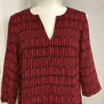 Boden Red Navy Shift Jersey Dress Womens Size 8 Long 3/4 length Sleeve Photo 1