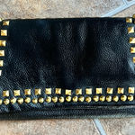 Romygold Black Clutch with Two Row Gold Stud Accents Women’s Purse Bag Photo 0