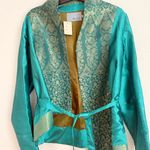 Teal and Gold Patterned Jacket Blue Photo 1