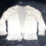 Apt. 9  cream beige ruffle sequin Cardigan with tie closure, size Medium Photo 0