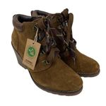 White Mountain *New Liberty Wedge Ankle Booties Womens 9M Brown Suede Lace Up Photo 0