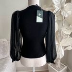 Tuckernuck Black Knit Betsy Long Puff Sleeve Blouse Photo 4