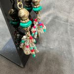 Boho Beaded Dangle Earrings Hammered Metal Beads Turquoise Red Y2K Bohemian Green Photo 2