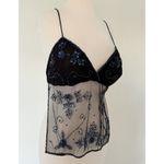 VTG Y2K Black Beaded Mesh Open Back Sleigh Glam Festival Party Crop Top Halter Size undefined Photo 2