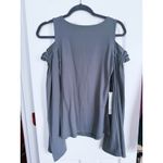 Susana Monaco NWT Flare Sleeve Cold Shoulder Top Small Pewter Gray Fall Dressy Photo 1