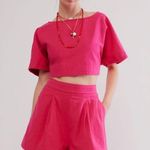 Free People Lillian Short & Blouse Matching Co-ord Set Size XL in beetroot pink Photo 13
