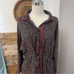 Elegant Black ditay floral shirt Long Sleeve drawstring Dress aize 14 Photo 1