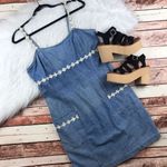 Vintage 1990’s Y2K‎ daisy embroidered denim dress Size L Photo 3