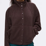 Outdoor Voices Brown RecFleece Snap Button Down Jacket Photo 0