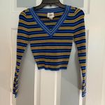 BDG Urban Outfitters () Addison Ribbed Pullover Sweater in blue and yellow. NWOT Photo 1