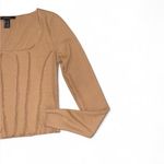 Forever 21 Tan long sleeve waffle knit cropped long sleeve top with exposed seams Photo 2