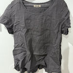 Flax  Large Blouse Shirt‎ Black Linen Short Sleeve Classic Crewneck Tee W Photo 0