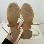 Lulus  beige tan tie up ankle block heel open tie strappy sandals size 7.5 Photo 4