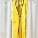 Ramy Brook Carey Satin Halter Neck Open Back Maxi Dress Yellow Women's US 12 Photo 3