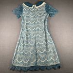 Altar'd State Vtg  Dress Womens S Teal Lace Overlay Peter Pan Collar Elegant Photo 10